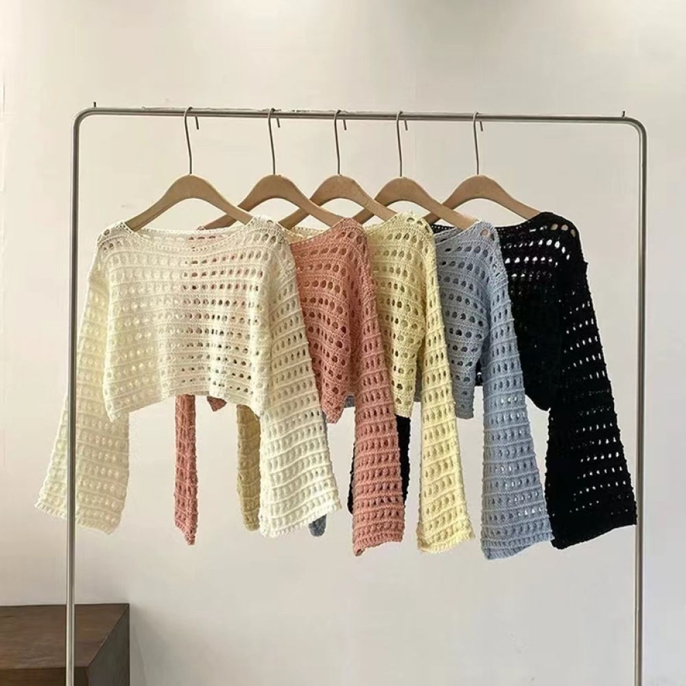 Crop Top Crochet - Zomerse dunne gebreide trui voor dames,