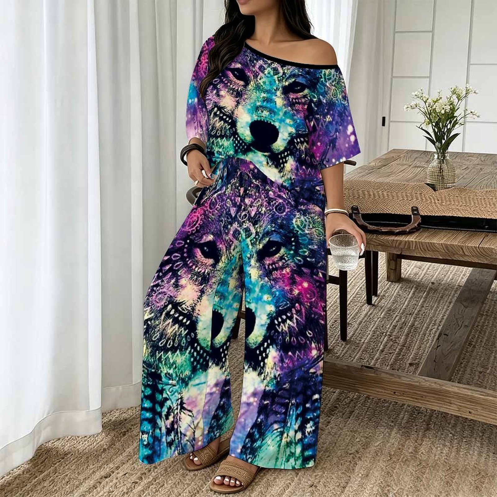 Blouse Off Shoulder - Plus Size Dames Lente/Zomer Mode Print