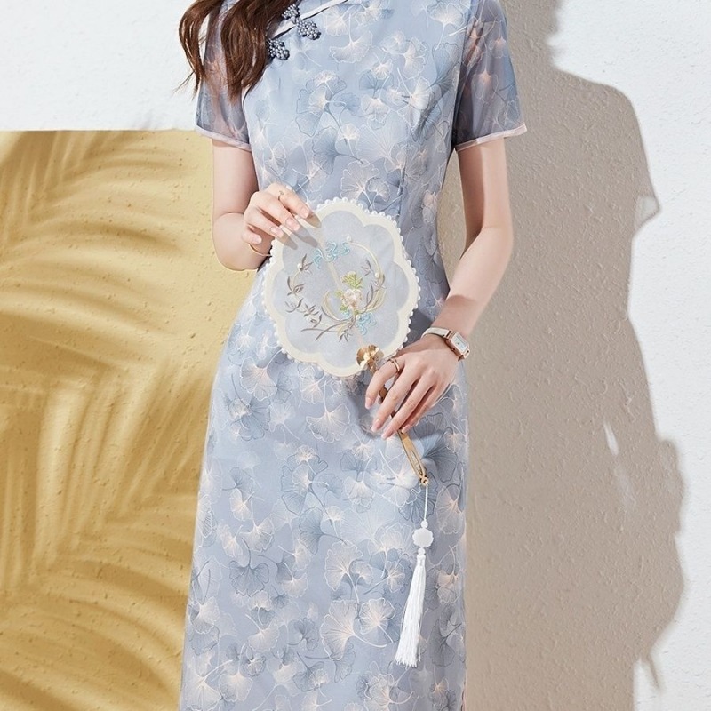 Dames Lichtblauwe Cheongsam-ju - Midi Skirt Floral recensie en prijs